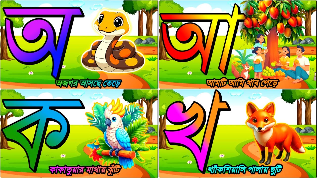 বাচ্চাদের প্রথম বাংলা ক্লাস অ আ ক খ 👶| Bangla Bornomala for Kids | Fun Learning