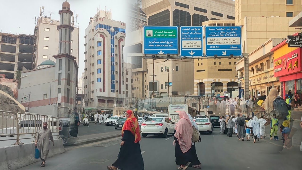 أجمل جولة مسائية في شوارع مكة المكرمة من حي الهنداوية إلى شارع أجياد المصافي
