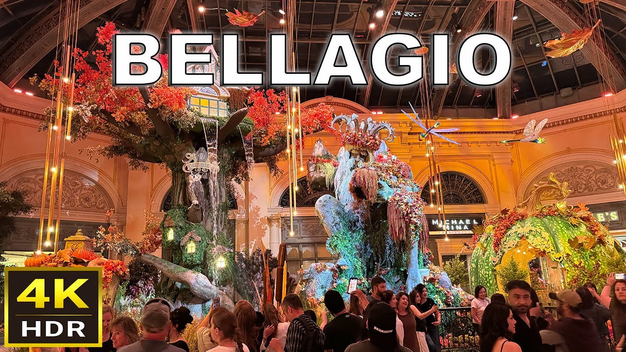 [4K HDR] Bellagio Las Vegas Walking Tour | Sept. 2025 | Bellagio Conservatory Fall Harvest Display