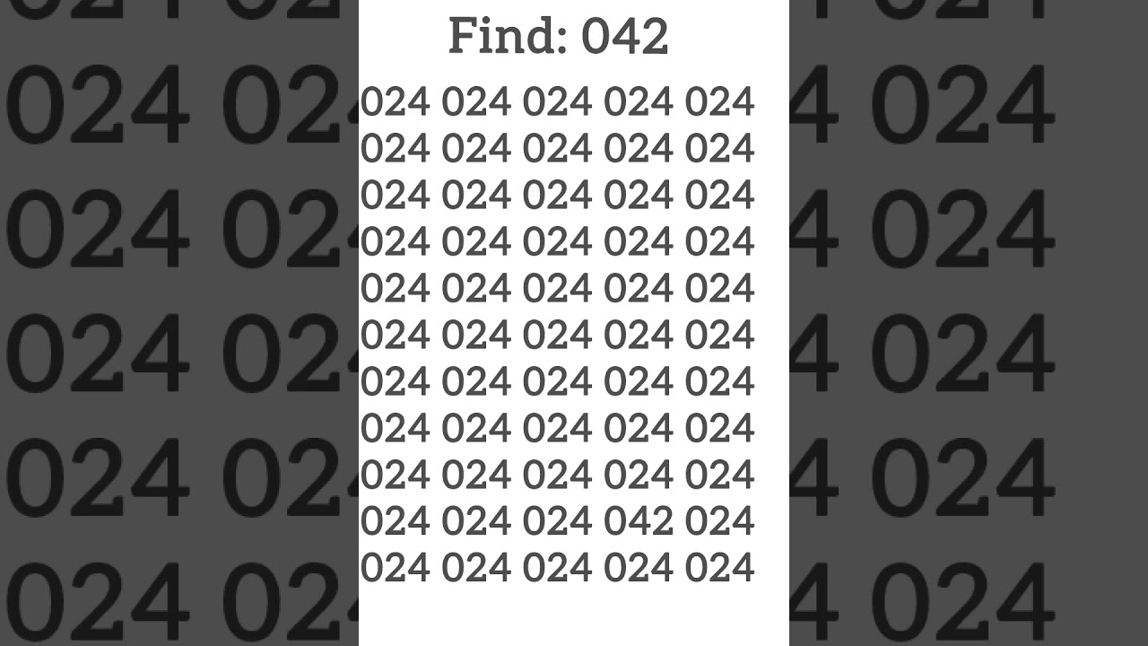 Find 042, test your visual perception. #eyetest #500k #100 #maths #iq #brainteasers