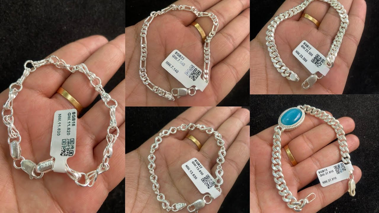 silver bracelet for mens with price and weight ||silver lucky ￼