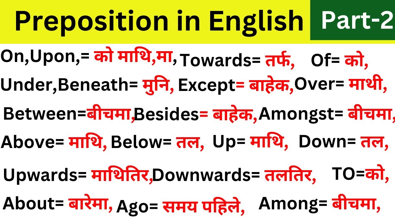 Preposition in English | Best Preposition Trick || English Preposition in Nepali / English grammar