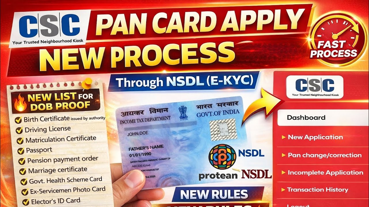 PAN card Apply New Process Through CSC I New Rules l DOB rules Change l Full Process 