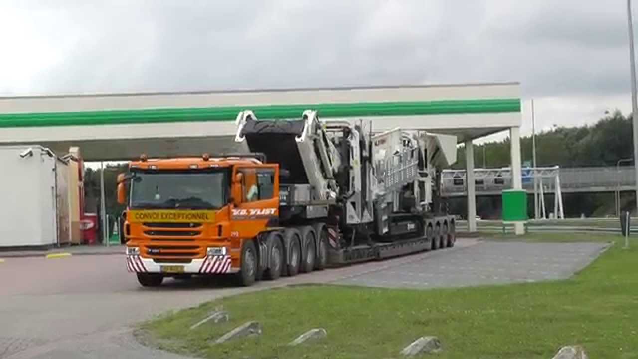 Convoi Exceptionell, v.d. Vlist, Scania P480, TEREX Finlay 893, 25-4-2014