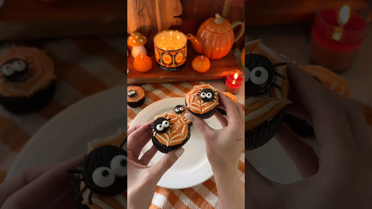 Making Spiderweb Brownie Bites for Halloween 🎃🕸️ #shorts #halloween