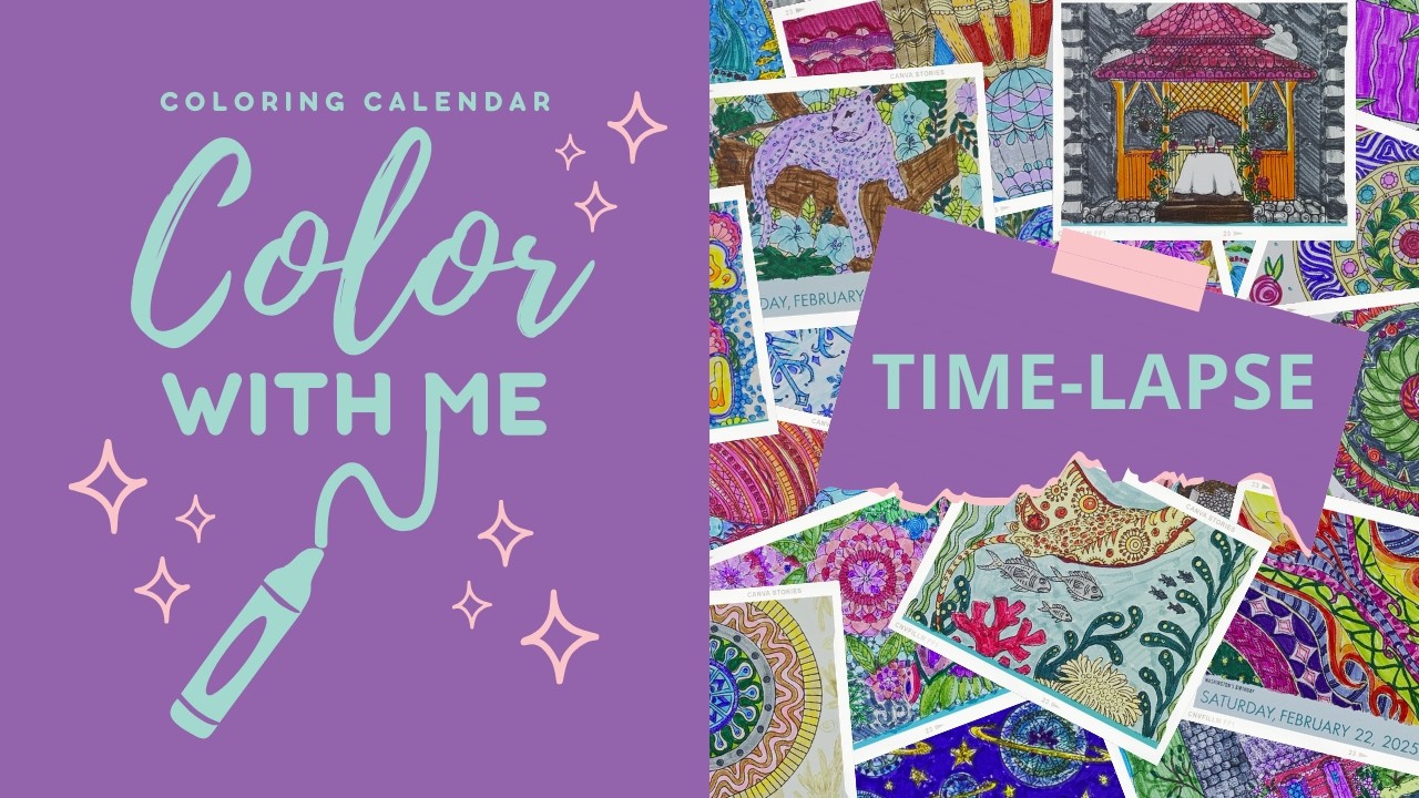 30 Minute Time-Lapse | Color With Me Calendar Coloring [Feb 2025] (Lo-fi)