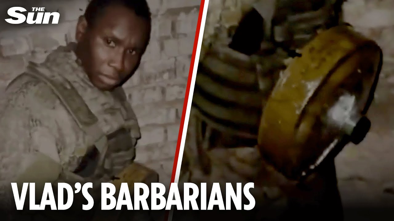 Cruel Russian soldiers strap LANDMINE to African mercenary fighting on their own side