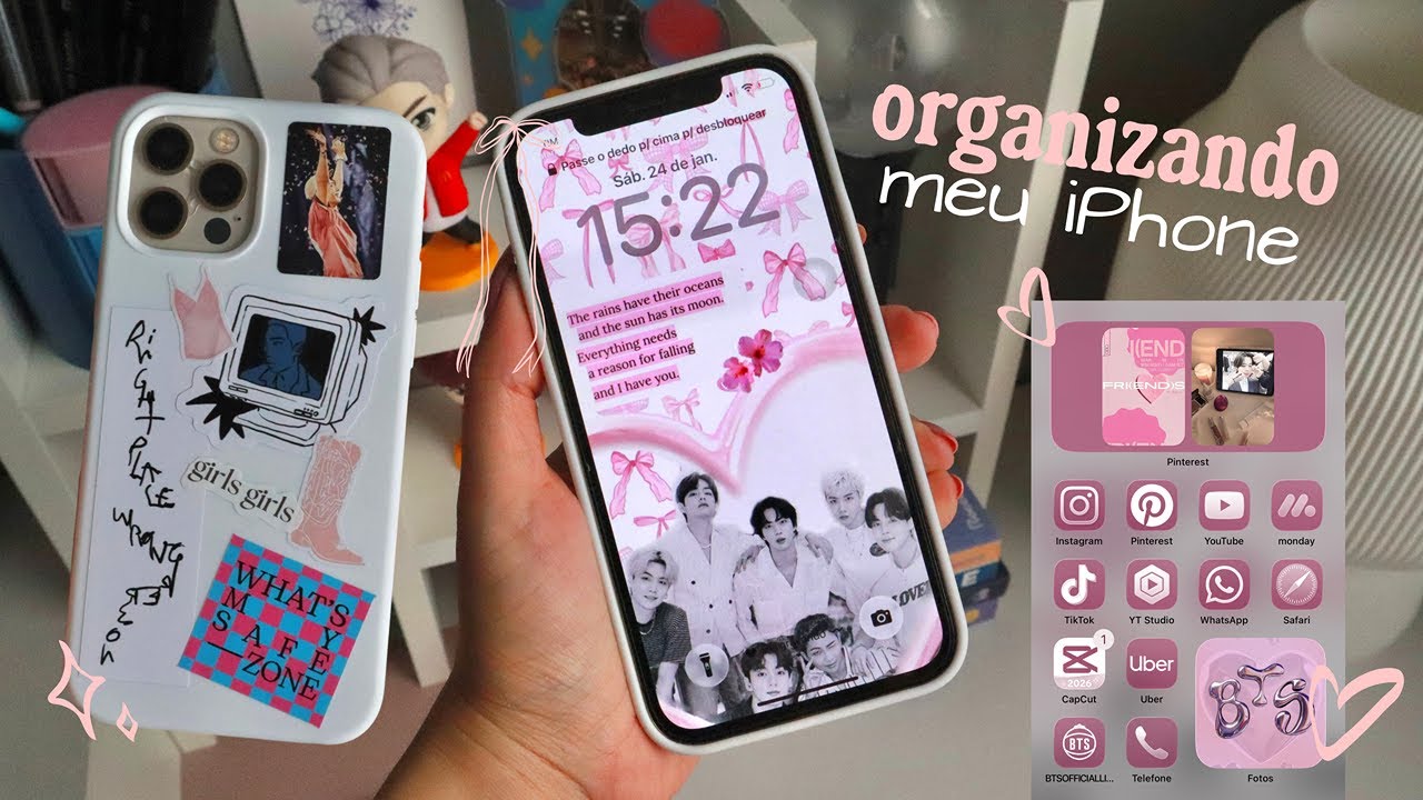 ORGANIZANDO MEU iPHONE 12 PRO | Capinha, limpando pra ter armazenamento & mais *do lixo ao luxo📱✨
