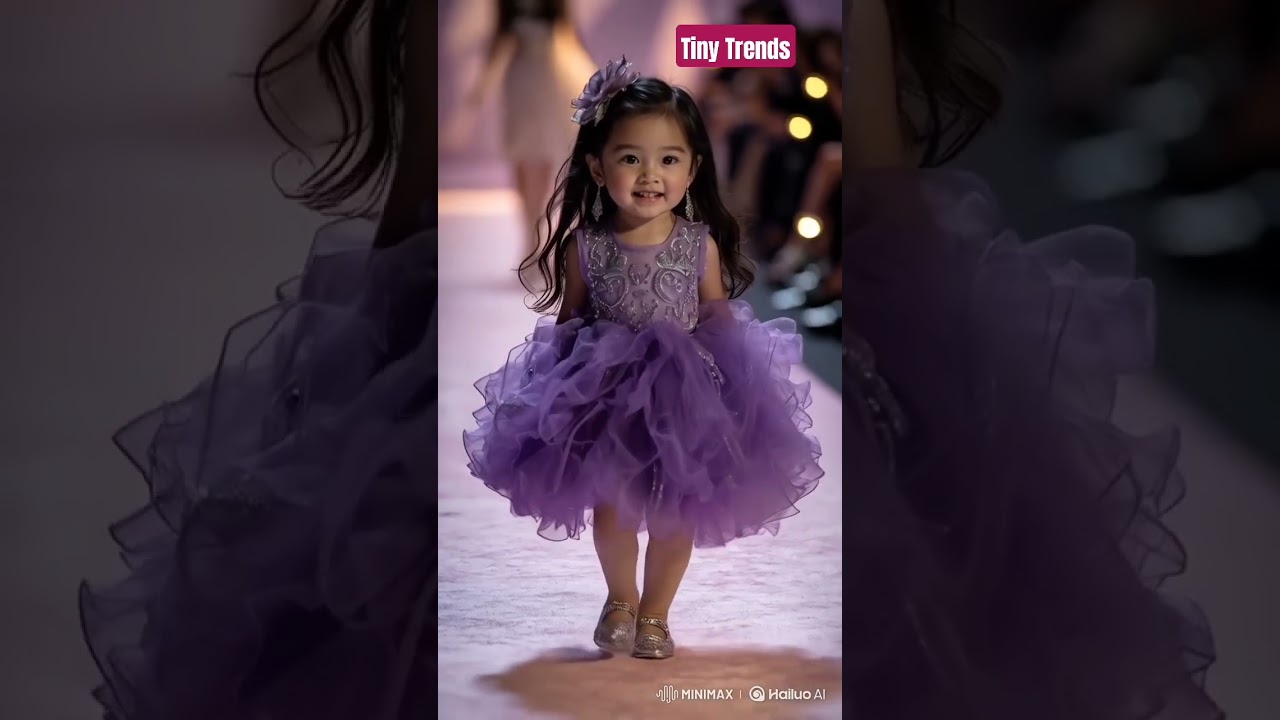 Jolly Girl enjoying the show with purple gown! Baby Fashion Show #tinytrends #shorts #foryou