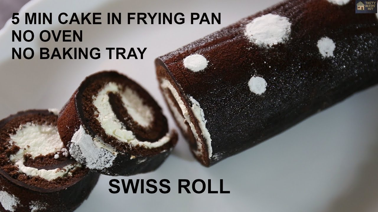 5 Min Cake in Frying Pan ! Swiss Roll cake Recipe ! Easy & tasty Swiss Roll