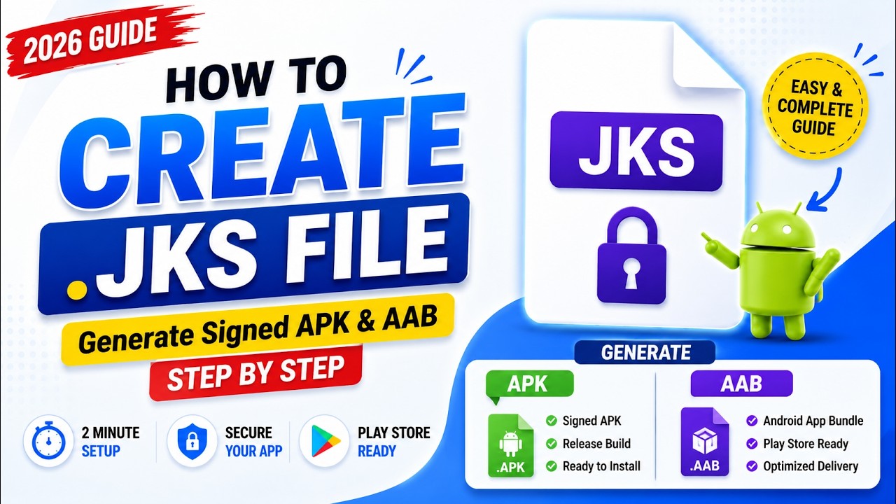 How to Create JKS File in Android Studio 2026 | Generate Signed APK & AAB Step by Step