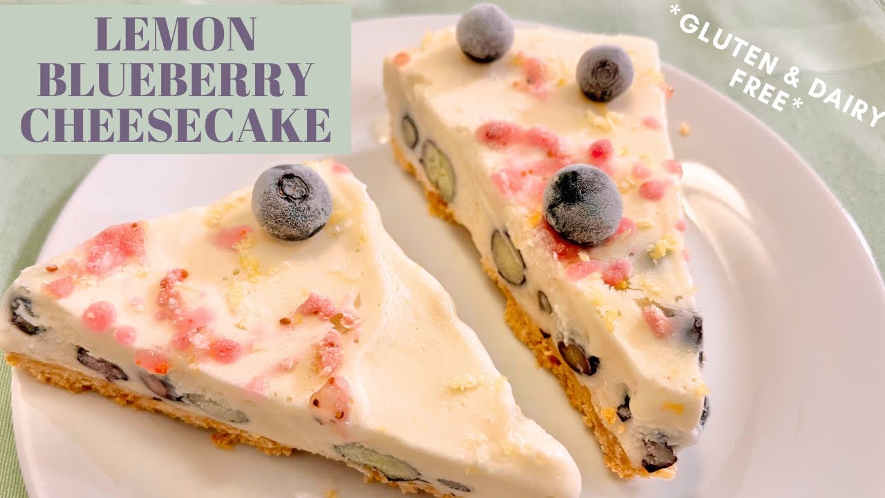 EASY Lemon-Blueberry CHEESECAKE Recipe (Dairy Free & Gluten Free)