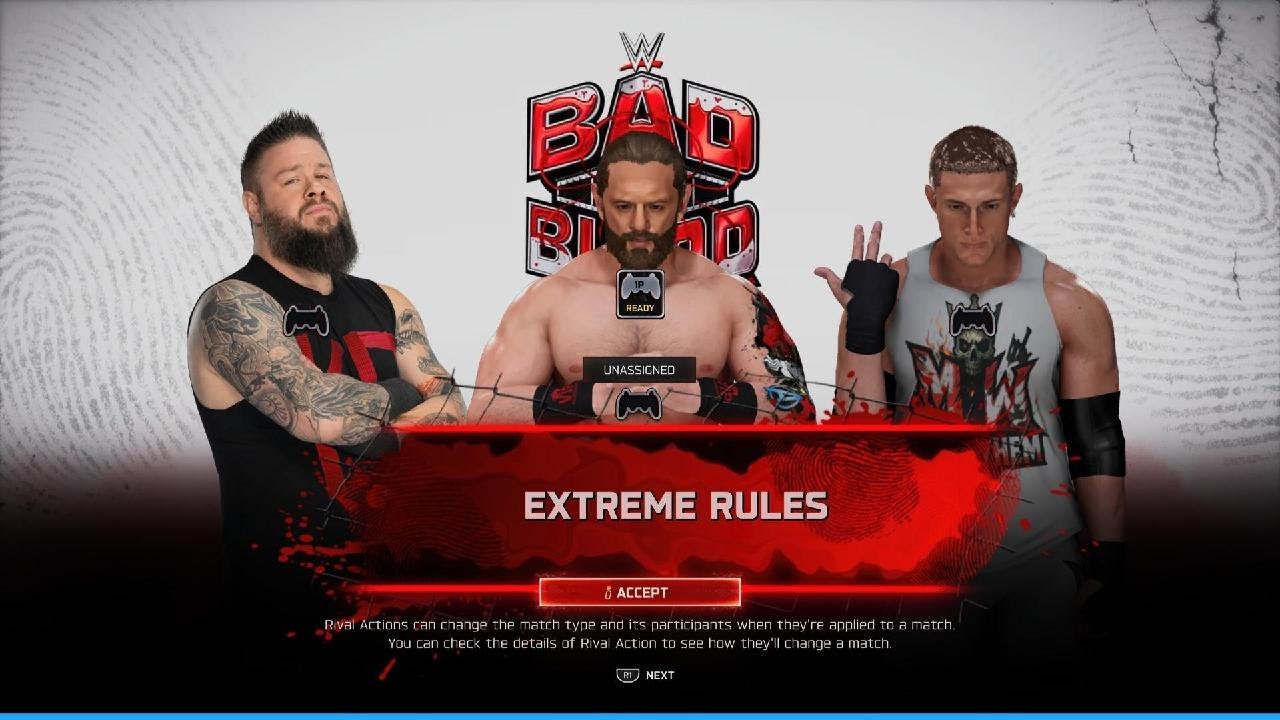 WWE 2K25 Kevin Owens Vs VIP Vs Mark Webster in Extreme Rules match - Bad Blood