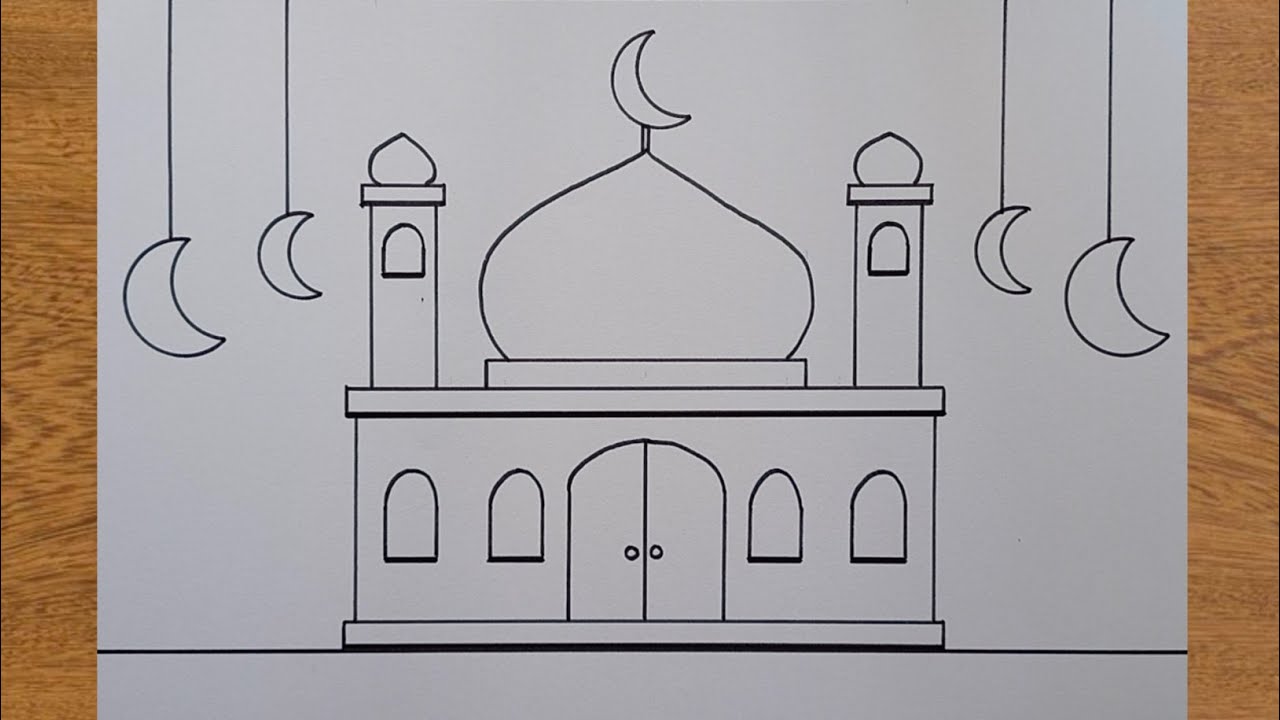 Cara Menggambar Masjid - Menggambar tema Idul Adha