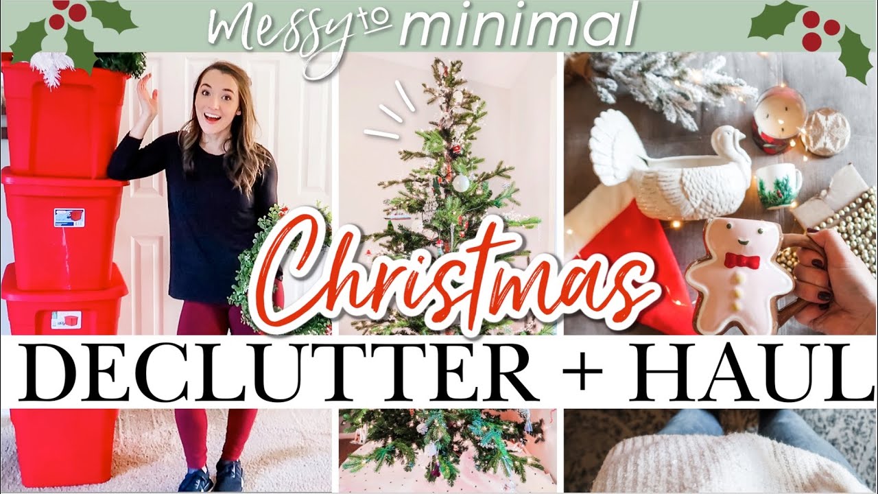 CHRISTMAS DECORATION DECLUTTER W/ME🎄MINIMALIST THRIFTED HAUL HOSTESS WARE HOLIDAY ENTERTAINING TIPS