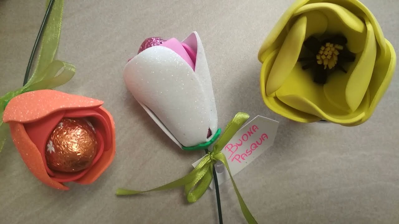 Facile tulipano porta ovetto in gomma eva/ easy fommy egg holder tulip