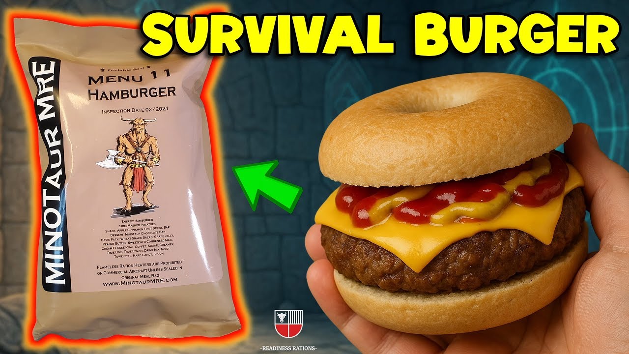 Ultimate MRE Hamburger? | Minotaur Emergency Ration 🍔 Commercial Meal Ready To Eat Taste Test Review