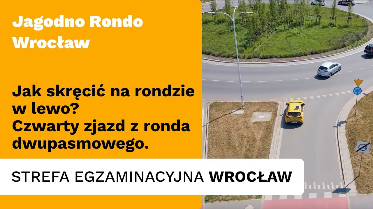 Nauka jazdy -  Rondo Jagodno  Wrocław - Czwarty zjazd z ronda dwupasmowego - Prawo jazdy