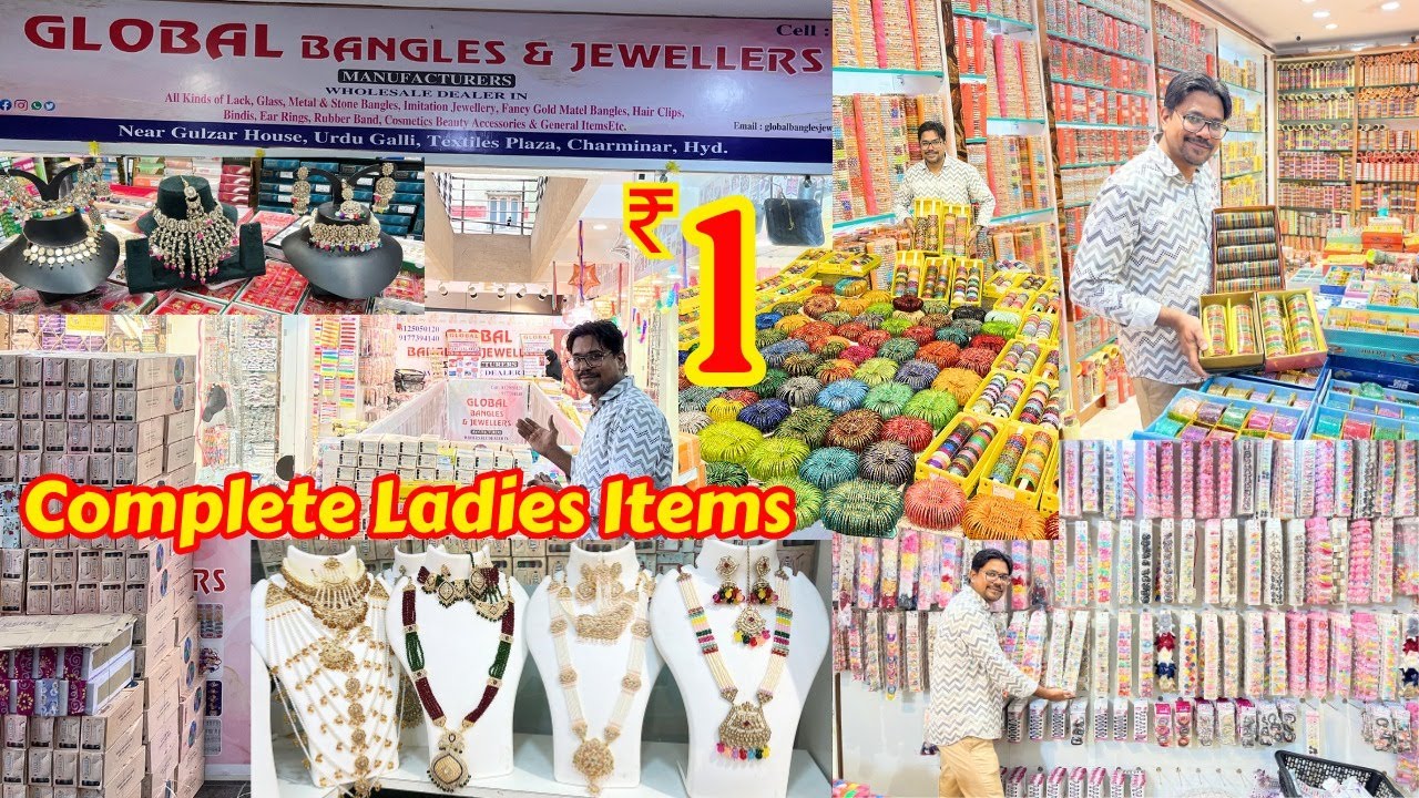 Hyderabad Wholesale Bangles Market ₹ 1 Ladies Accessories Imitation Jewellery Cosmetics
