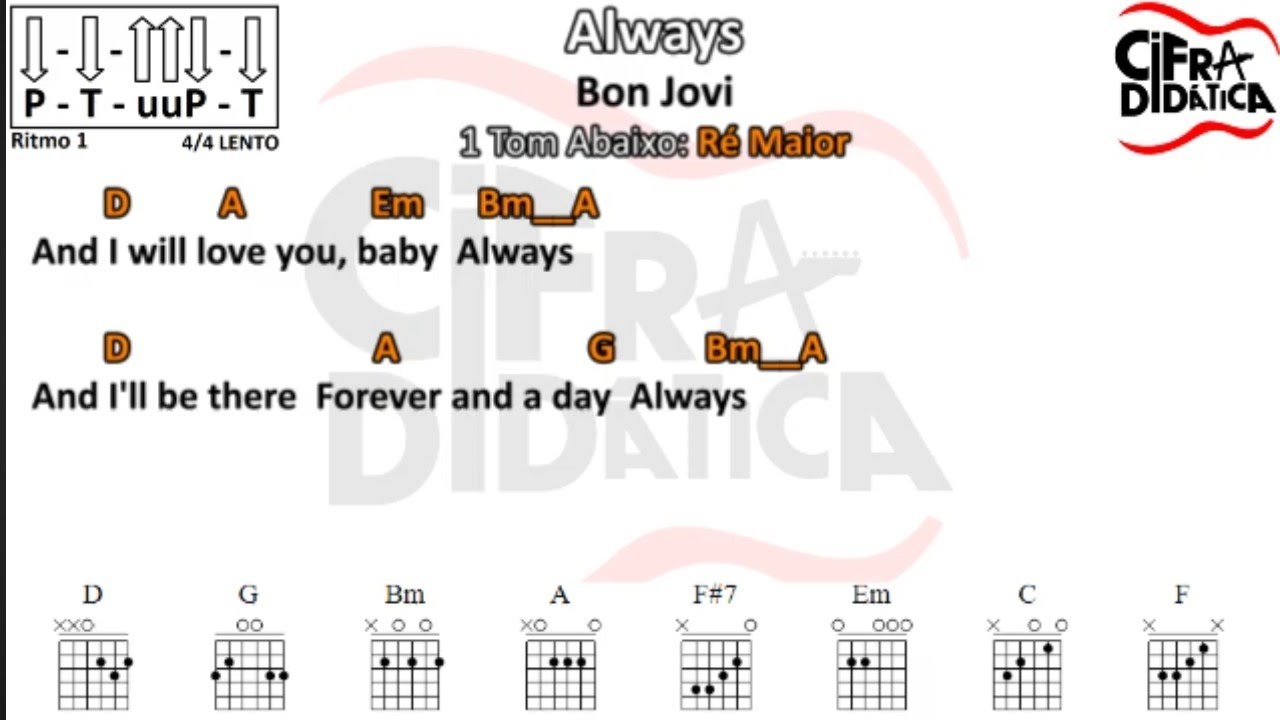 Always - Bon Jovi - CIFRA FACILITADA (1 Tom Abaixo)