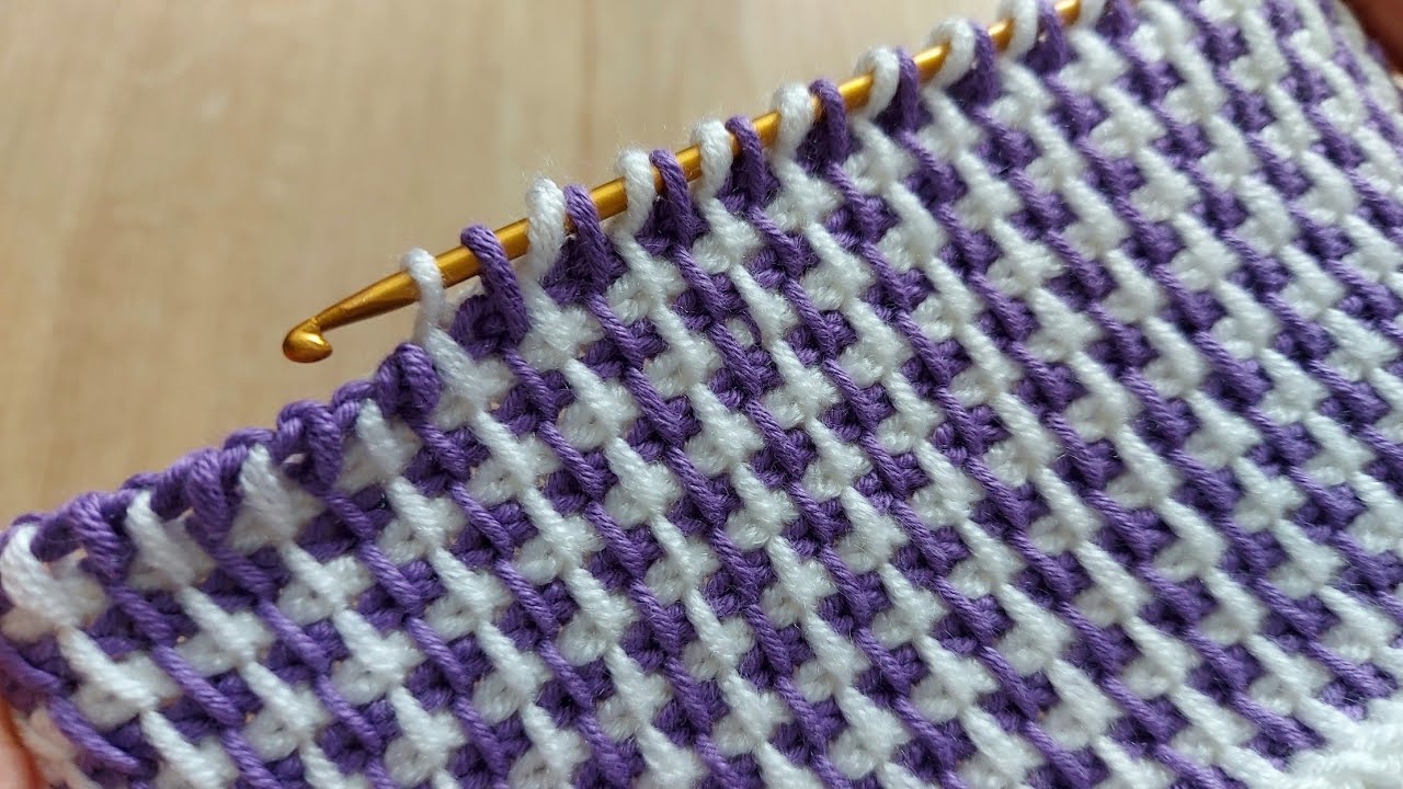 Super Very Very Easy Tunisian Knitting Model 🤍 Çok Kolay Çok Gösterişli Tunus İşi Örgü Modeli