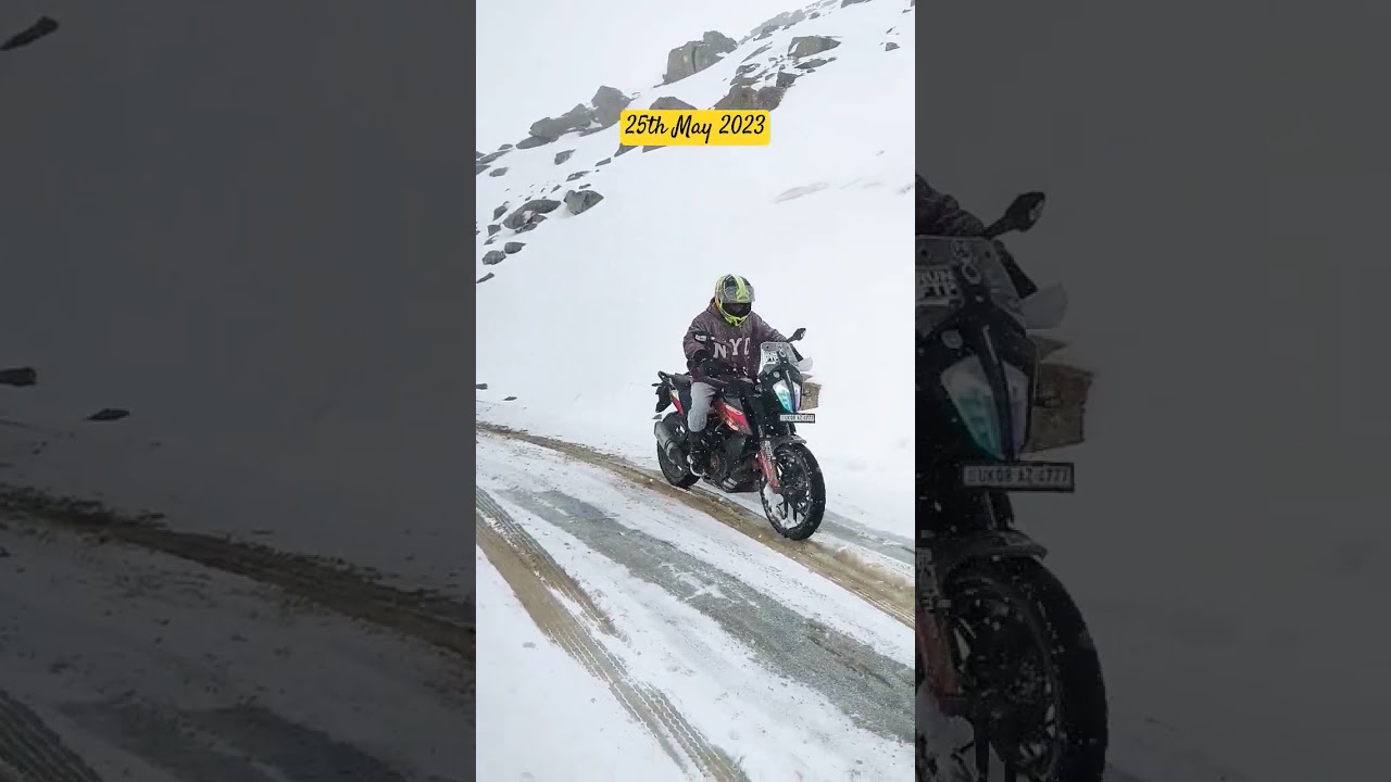 Crossing ChangLa, Leh #leh #ladakh #ladakhtrip #adventure #bike #biking #mountain #travel #snow #ice