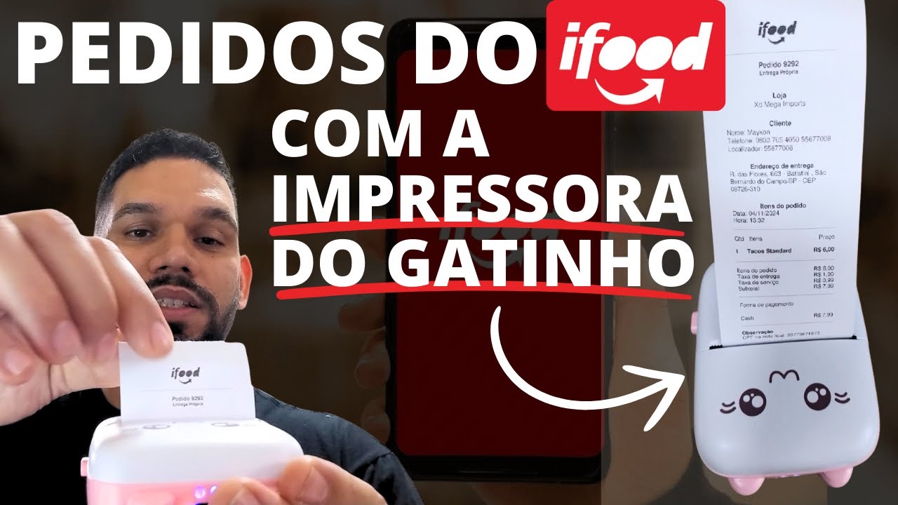 Como usar impressora gatinho no Ifood Imprimindo pedidos ifood pelo celular mini impressora gatinho