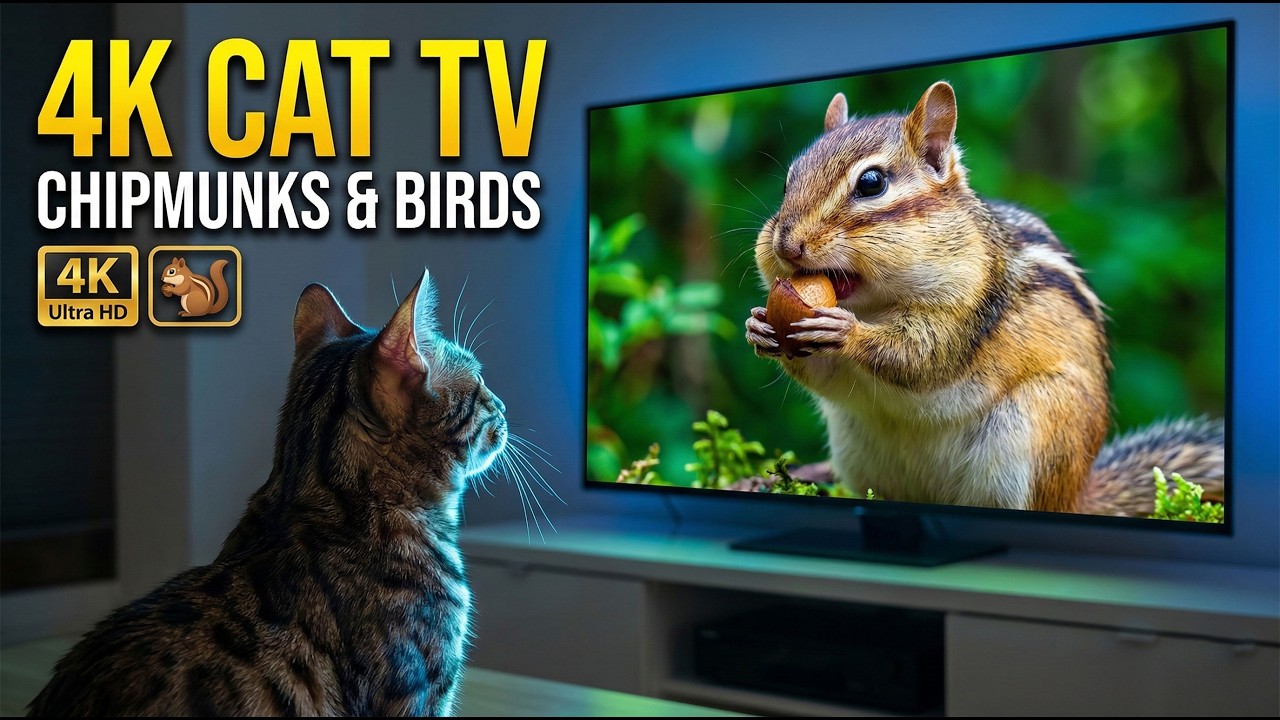 🔴 24/7 LIVE CAT TV для кошек, чтобы смотреть 😺 игривые игры с бурундуками, белками и птицами 🐦