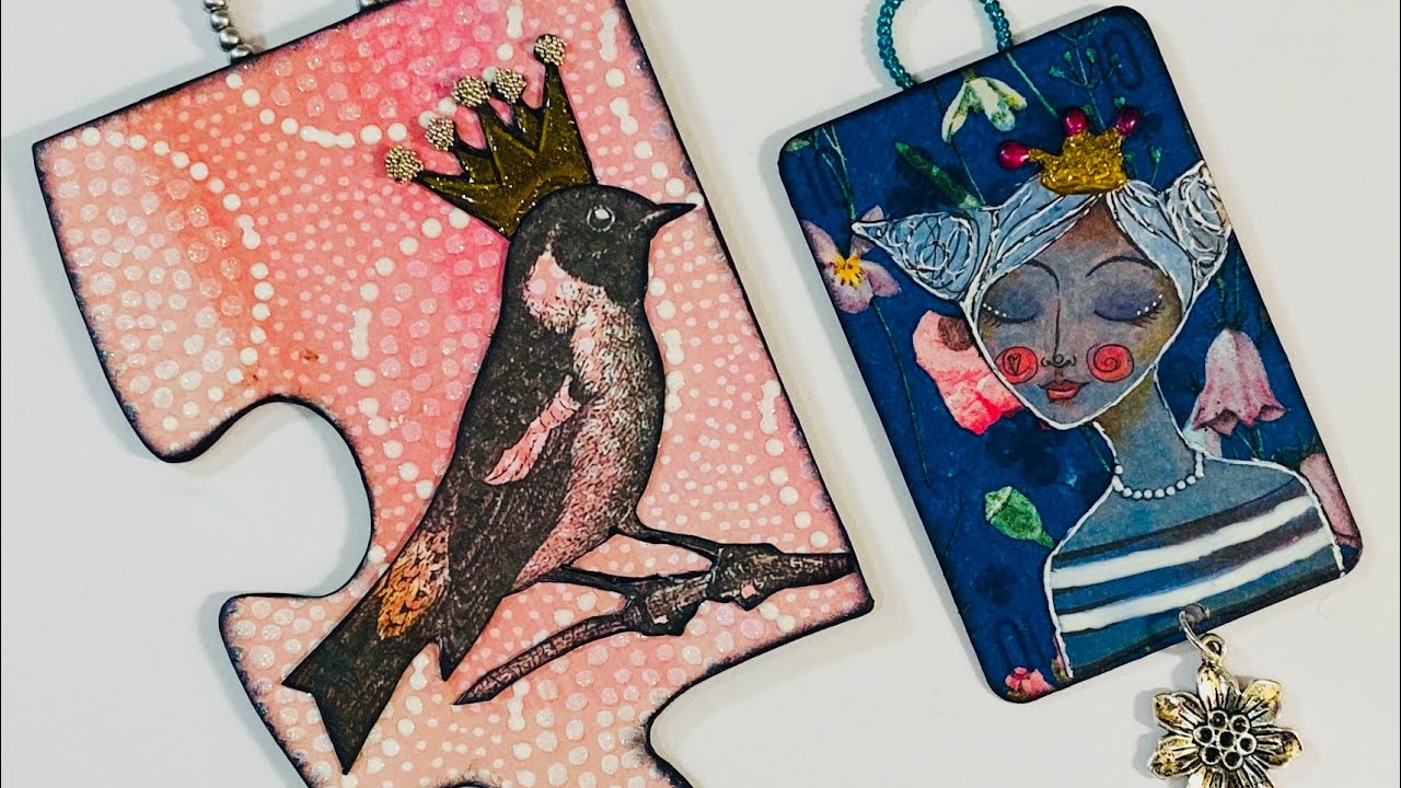 Mixed Media Altered Puzzle Pieces - Including Napkin Art Ideas