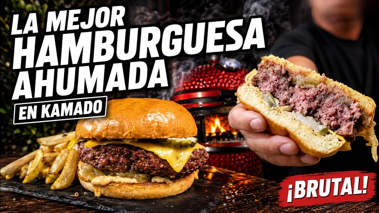 La MEJOR Hamburguesa Ahumada en Kamado 🔥🍔 | Jugosa, Ahumada y Brutal