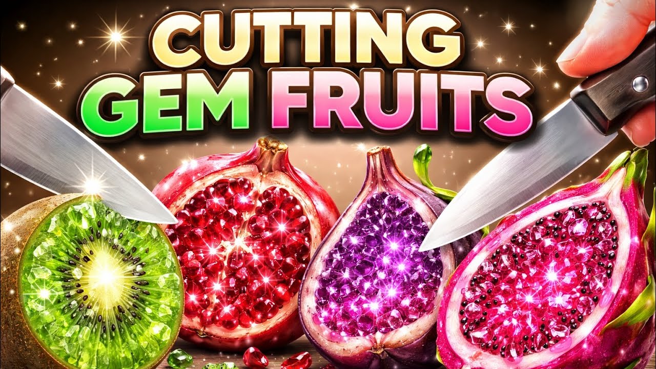 Cutting Glass Gem Fruits ASMR