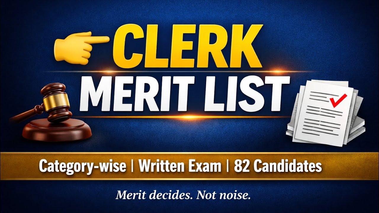 Clerk Written Examination 2025–Category-wise Merit List (District Judiciary) From Hard Work to Rank✨