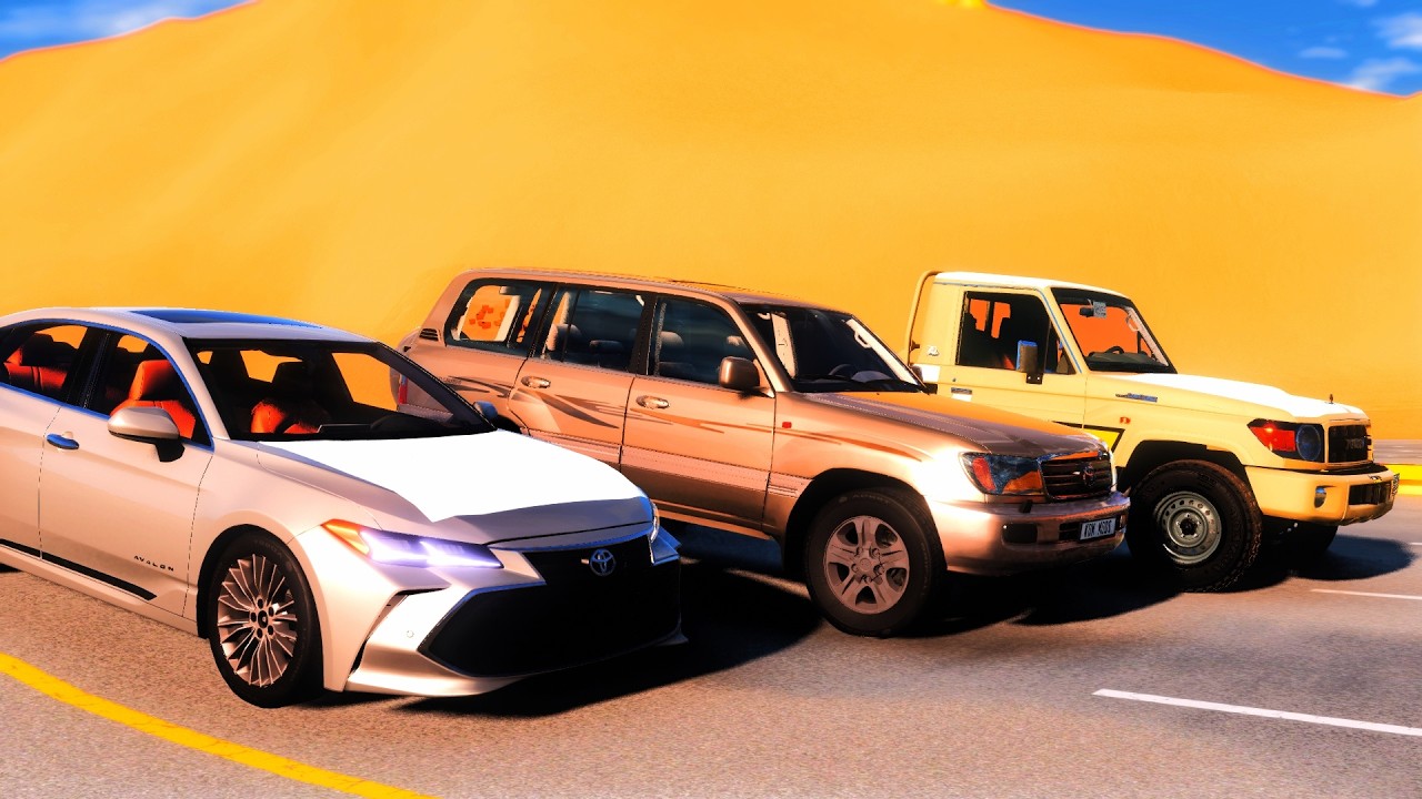 تجربة تحمل سيارات تويوتا على المطبات 🚧| beamNG drive