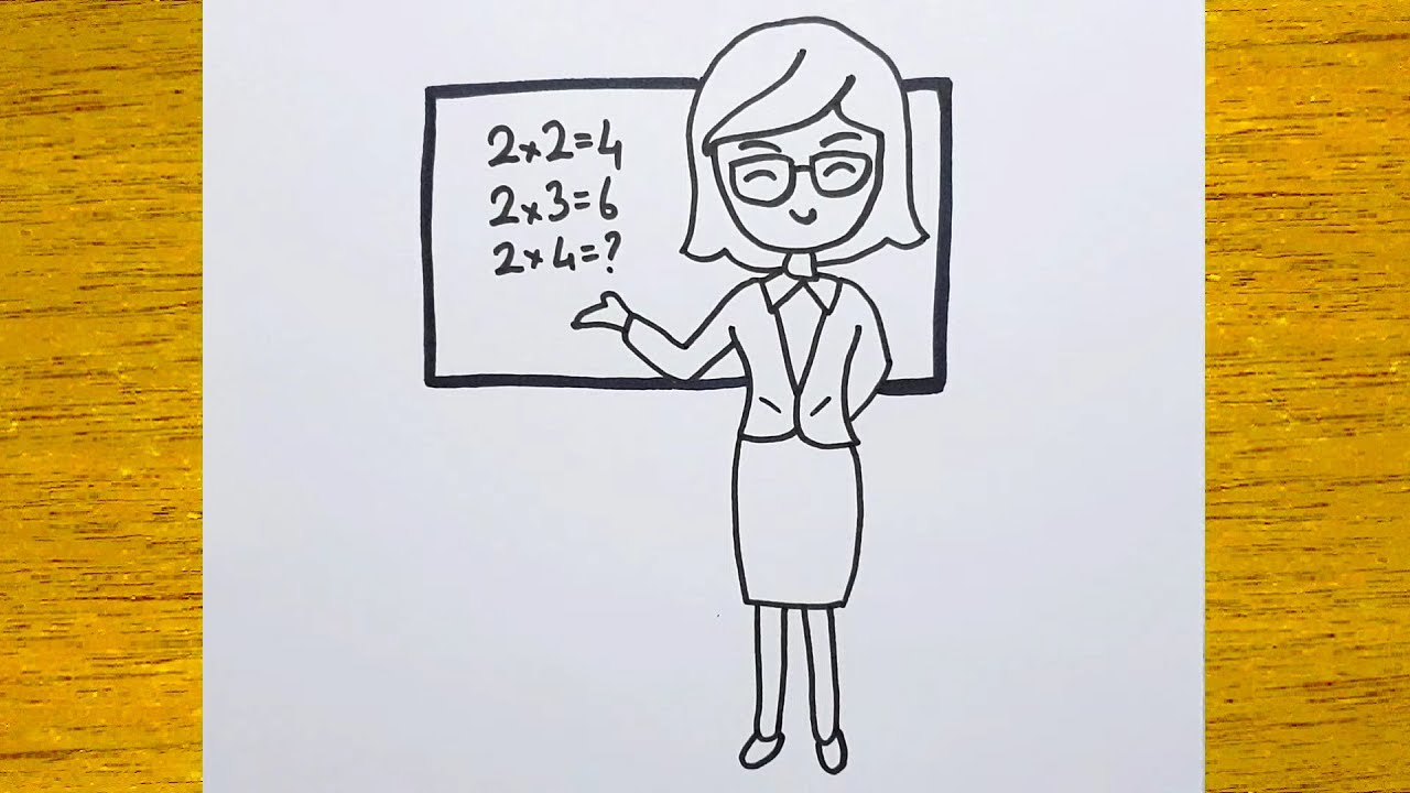 Öğretmenler günu ile ilgili çizim / Kadın öğretmen çizimi
