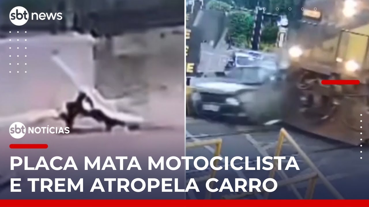 Acidentes graves: homem morre atingido por placa e carro &eacute; arrastado por trem | #SBTNoticias