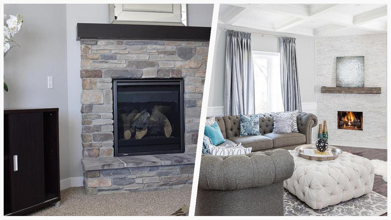 75 Living Space With Gray Walls And A Corner Fireplace Design Ideas You'll Love 🔴