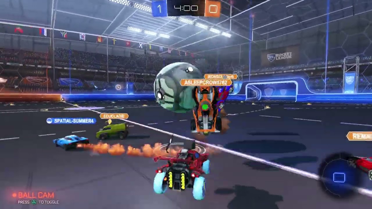 Playing rocket League.