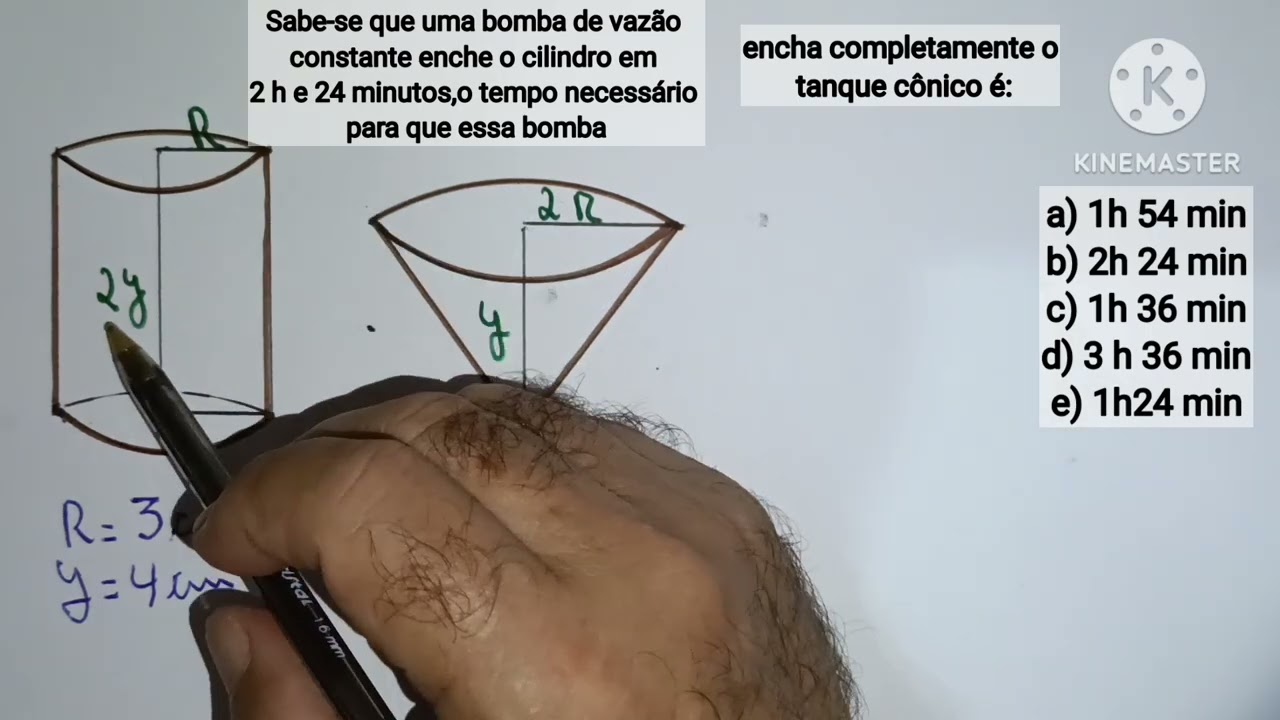GEOMETRIA ESPACIAL (CILINDRO E CONE). Q. DE CONCURSO RESOLVIDA.