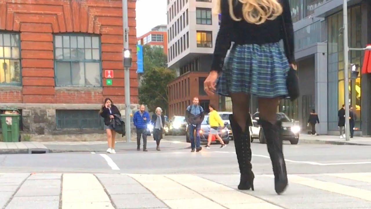 Green Plaid Mini Skirt and Suede Boots