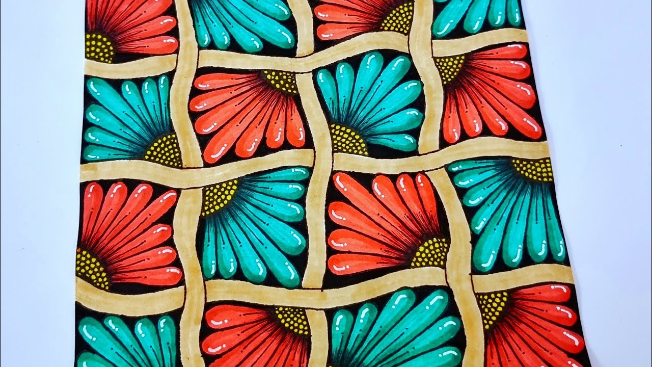 Easy & colorful zendoodle art for beginners💙||#zentangle #doodle #viral #art #asmr ||anuec artspace 