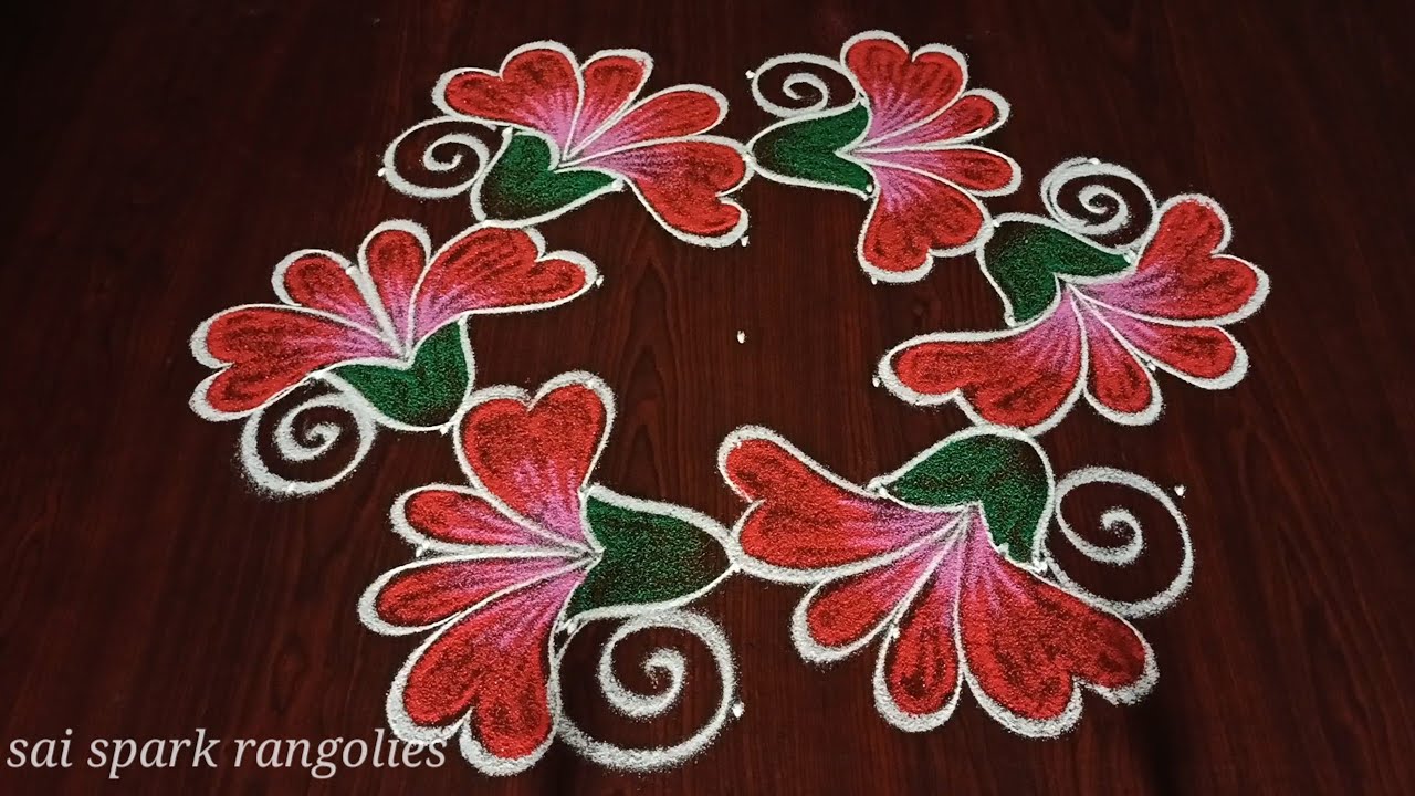beautiful flower rangoli | latest flower kolangal | simple pulli kolangal @saisparkrangolies