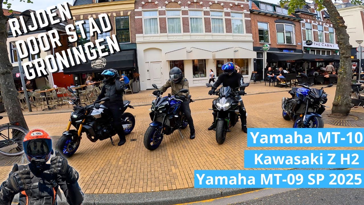 Met 4 dikke motoren door stad Groningen rijden 🔥 | Kawasaki Z H2 | Yamaha MT 09 SP 2025 | Motorvlog