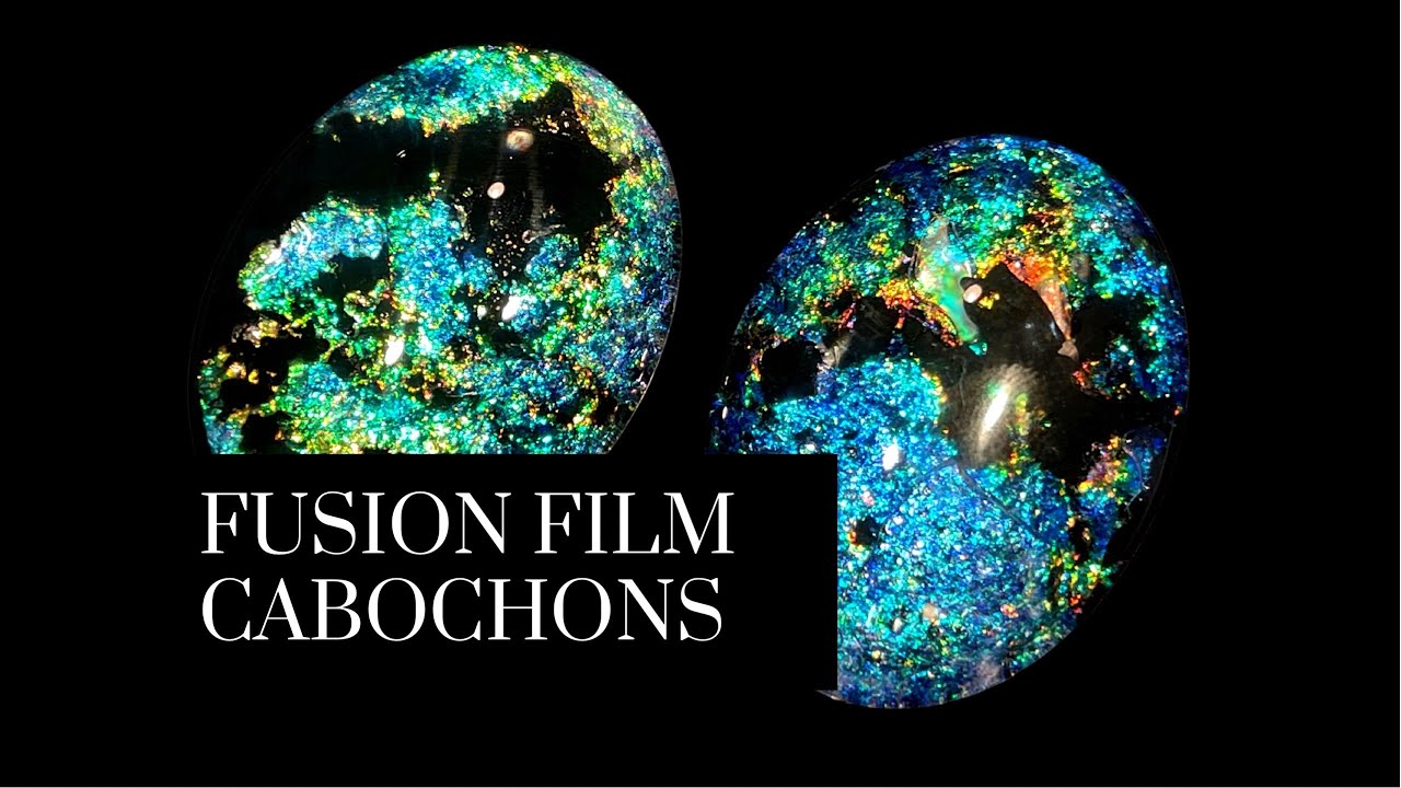 Faux ￼Dichroic Fusion Film®️Glass Cabochons w/ UV resin