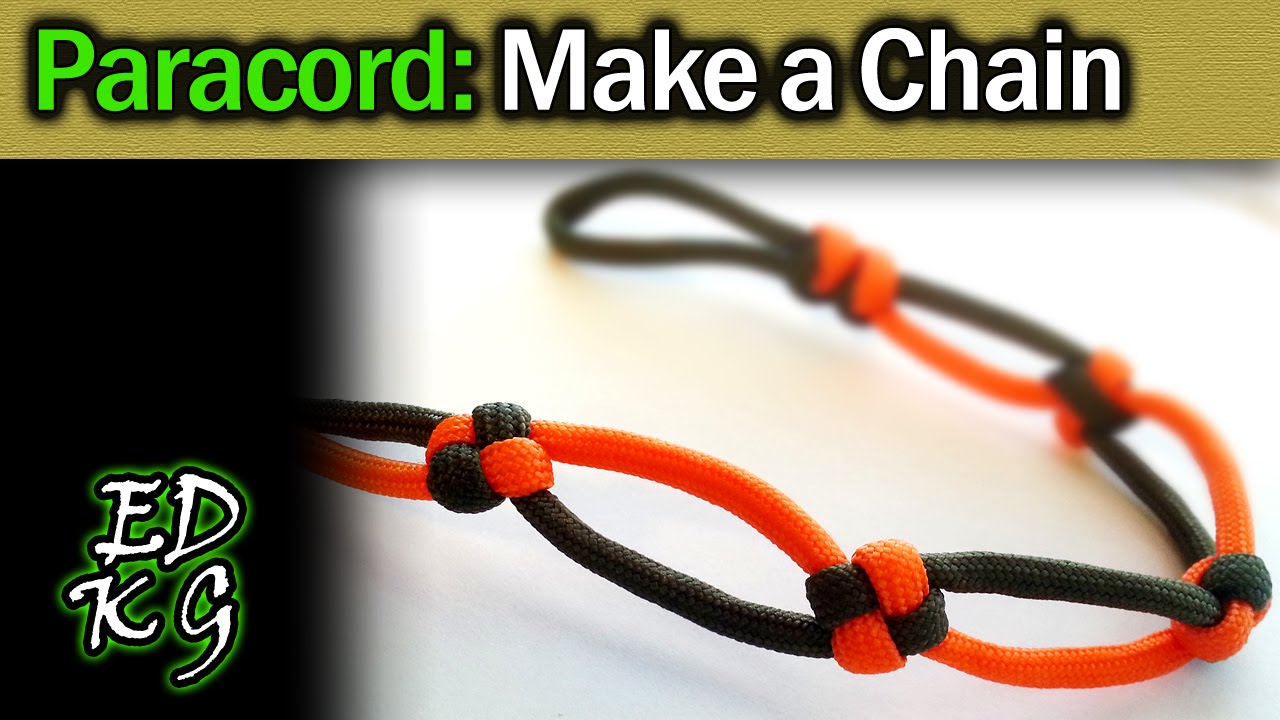 Простой паракорд: сделайте цепь (с квадратным узлом, змеиным узлом и т. д.)