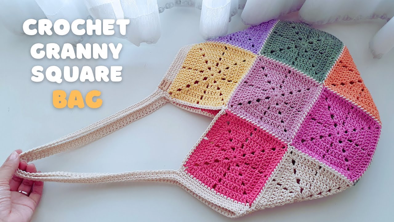 DIY Crochet a Granny Square Bag Step by Step | Crochet Tulip Bag | Vivi Berry Granny Square