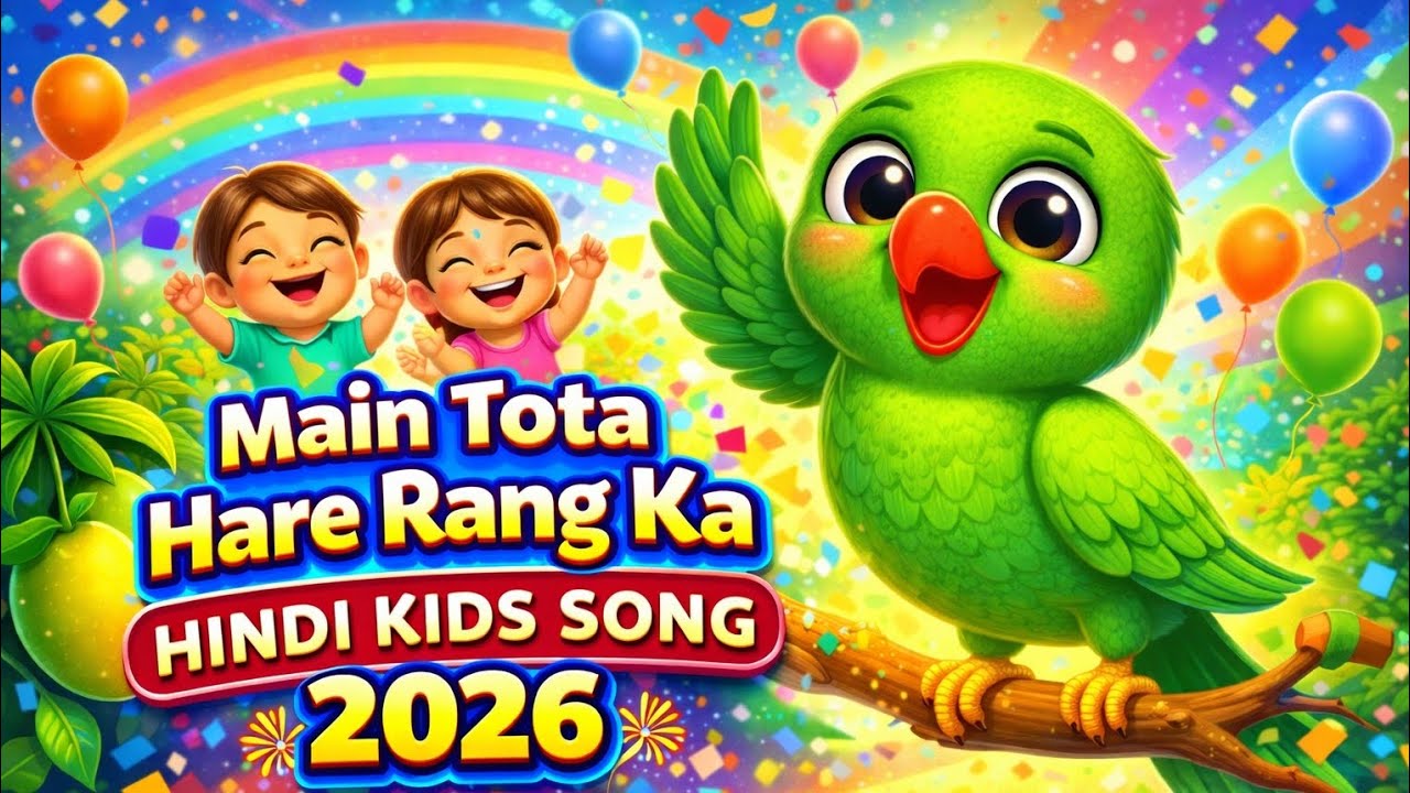 मैं तोता हरे रंग का 🦜 | New Hindi Kids Song 2026 | Funny Nursery Rhyme