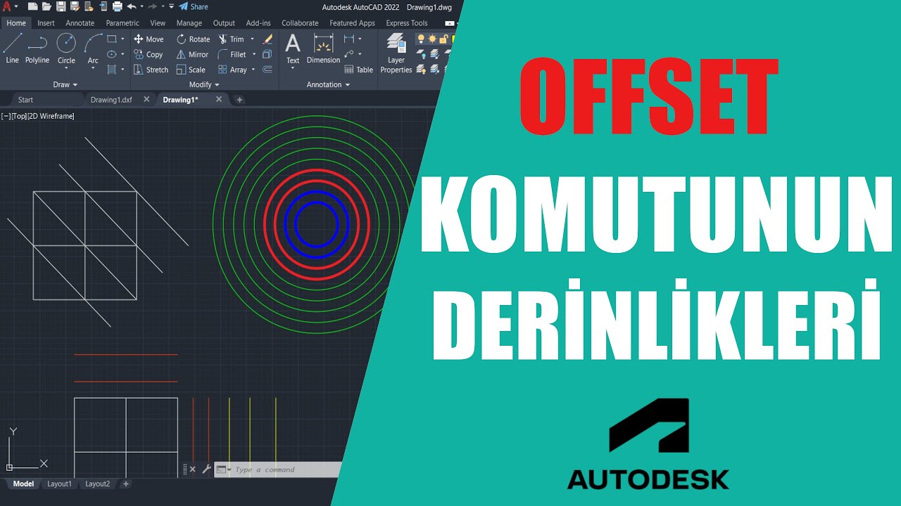 Autocad Offset Komutu kullanırken bunları atlamayın! | Exoffset komutu ile çizgileri öteleme