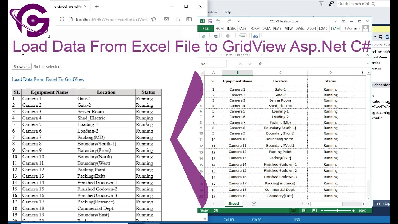 Asp.Net Tutorial | Load Data from Excel Sheet to Gridview in Asp.net C#