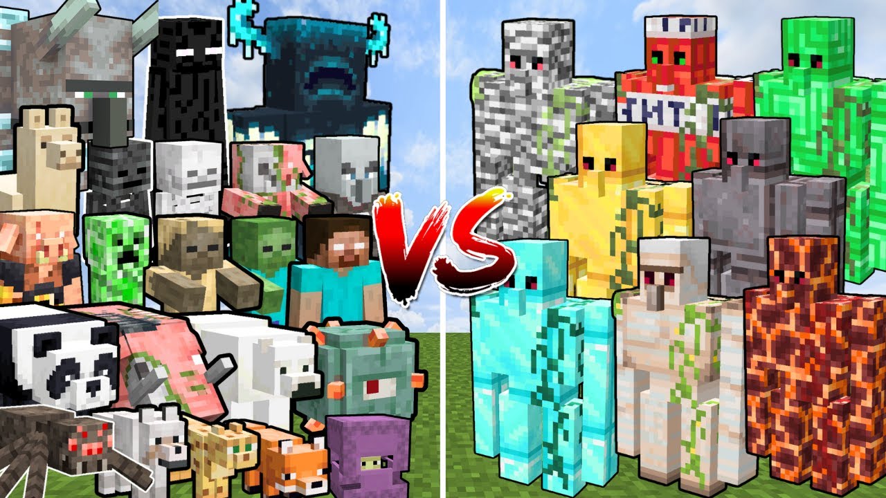 All MINECRAFT GOLEMS vs ALL MINECRAFT MOBS | Minecraft Mob Battle