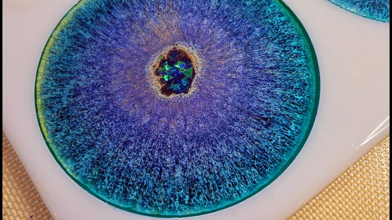 #1204 Attempting Peacock Colored 'Dragon Scales' In These Resin Coasters